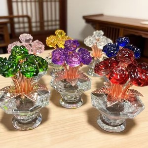 Ensemble de plusieurs ornements végétaux en cristal, décoration en cristal artificiel pour salon, bureau, cadeau d'anniversaire - Product Image 3