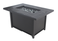 Table de foyer rectangulaire en acier de 50,000 BTU avec couvercle en métal noir de roche de lave pour le camping extérieur de cour arrière de patio