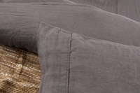 Vente en gros 100% pur lin à fines rayures ensemble de literie Queen Size Style ajusté avec oreiller Enzyme drap de lin lavé