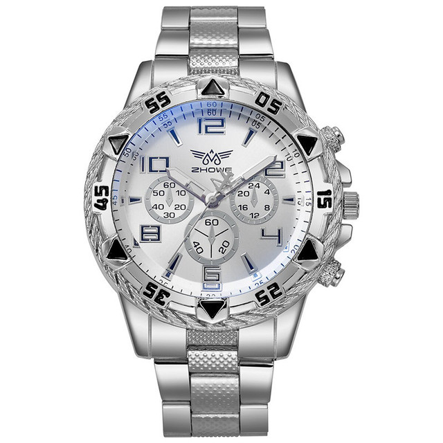Hot Selling Foreign Trade Wholesale Blue Light Glass Men's Watches, Steel Band Quartz Watches, Digital Scale Three Eye Watches