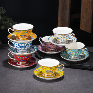 Service à café et soucoupe en céramique émaillée style rétro Palais, vaisselle de haute qualité pour le thé de l'après-midi à la maison - Product Image 1
