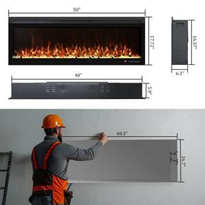 Luxstar 50 inch Hot Bán hiện đại thông minh Led điện lò sưởi nóng trang trí treo tường với nhiệt tuya ứng dụng điều khiển - Product Image 3