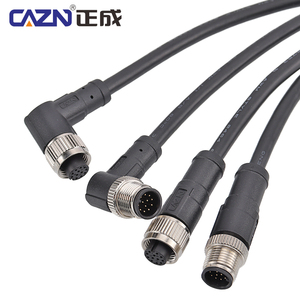 Prise surmoulée M12 <span class=keywords><strong>étanche</strong></span> avec câble mâle femelle coudé droit 12pin Core A Code connecteur non blindé - Product Image 1