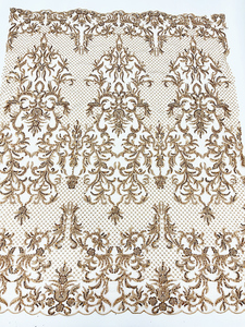 Tissu en dentelle en gros, haute qualité, paillettes dorées brillantes, tissu en dentelle perlée pour robe de mariée - Product Image 2