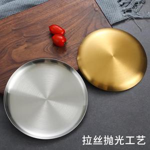 Stainless Steel Round Shallow Plate 651 Microwave Safe For Grilling Meat Vegetables Fruit Cake Serving Tray - Product Image 5