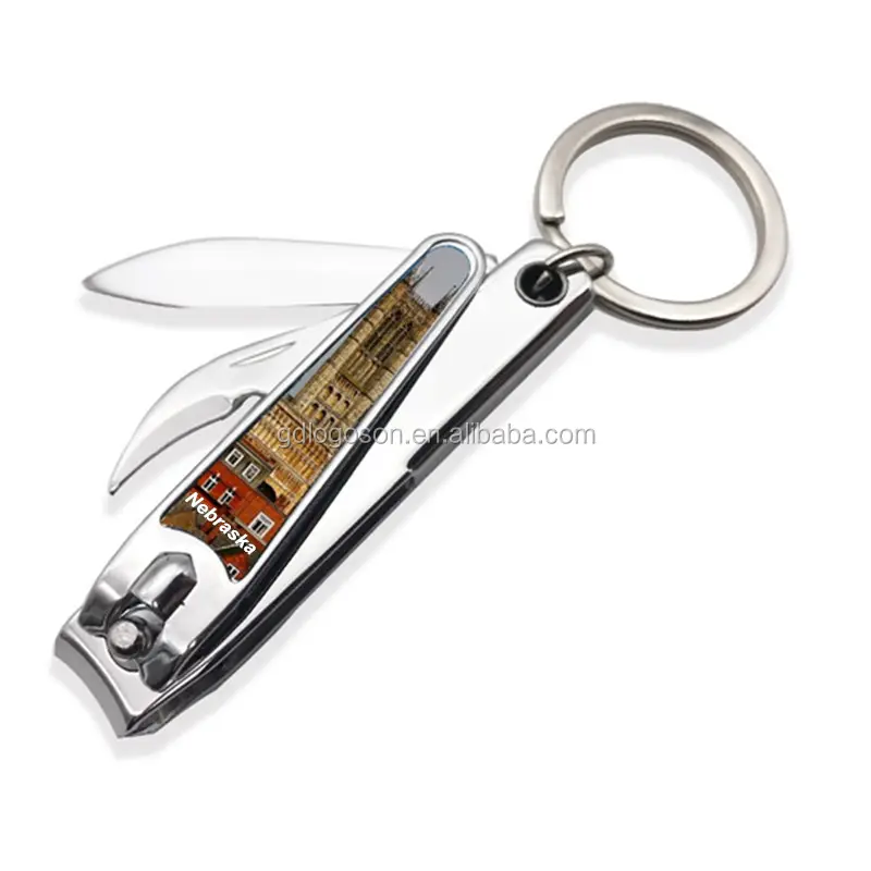 Fabrika tırnak makası anahtarlık epoksi/folyo kağıt/kazınmış Metal tırnak makası anahtarlıklar özel baskı tırnak makası anahtarlıklar