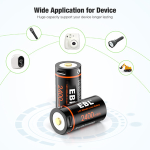 EBL Paquete de 4 Baterías de Litio de 3 Voltios 3V 800 mAh Recargables por USB para Cámara, Linterna, Reemplazo de Baterías CR123 - Product Image 3