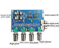 Module de préamplification double canal pour amplificateur de puissance, avec réglage du volume des basses, alimentation AC12-24V, circuit op-amp NE5532