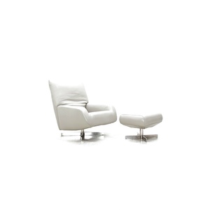 Sillón Reclinable de Diseño con Reposapiés, Silla Giratoria Contemporánea de Respaldo Alto, Silla de Ocio de Tela Afelpada para Oficina en Casa - Product Image 1