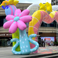 Modèle de fleur gonflable personnalisé multicolore à thème de dessin animé, accessoires de décoration publicitaire pour centres commerciaux en extérieur au printemps