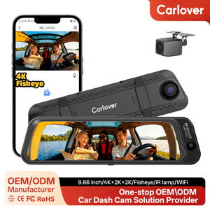 Cámara para Auto Carlover 4K UHD Fisheye con IA, 3 Canales, 9.66 Pulgadas, GPS, Cámara Frontal 4K y Trasera 2K - Product Image 1