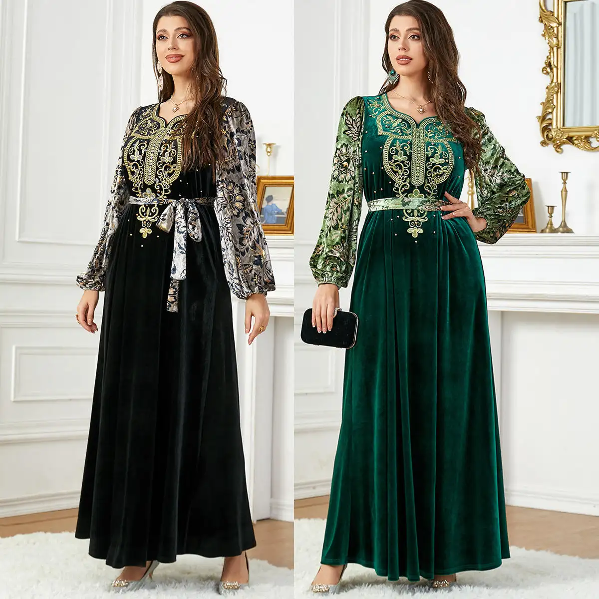 Wholesale Eid Abaya Dubai Turkey Muslim Fashion Printed New Dress Women Special Muslim Long Evening Dresses