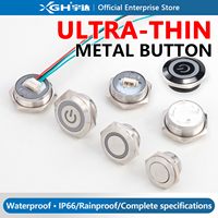 Interrupteur à bouton-poussoir YUDA IP66 ultra-fin, micro-étanche, en acier inoxydable, avec éclairage LED, personnalisable, 12-22 mm -J