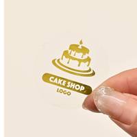 Étiquettes adhésives transparentes personnalisées durables et imperméables avec estampage à chaud doré, autocollant en vinyle UV avec logo pour emballage alimentaire et de gâteaux