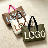 Sac fourre-tout en toile avec logo personnalisé, poignée contrastée, grande capacité, sac à bandoulière pour le shopping, OEM ODM, faible MOQ