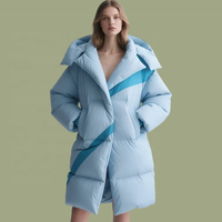 Personnalisé Hiver Dame Luxe Coupe-Vent Mode Zip Up Matelassé Doudoune Grande Taille Long Ski Femmes Blanc Oie Manteaux