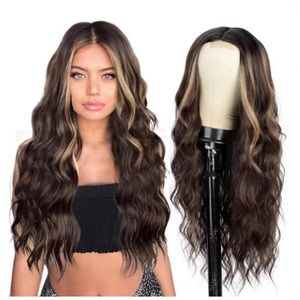 Perruque longue bouclée synthétique dorée dégradée pour femmes, cheveux blonds ondulés moyens à grands, pour femmes, filles, usage quotidien, fête - Product Image 5