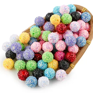 20mm campuran DIY rhinone beads Disco chunky gumball beads anak akrilik Shiny bubblegum beads untuk pena pembuatan perhiasan kalung