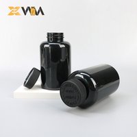 Récipient HDPE noir direct d'usine 150-200ml avec capuchon à double verrouillage, pot de col de 47mm bouteille de supplément