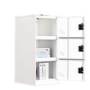 MECOLOR Modern Metal Vertical Single Tier Small <b>Locker</b> Padlock Latch -Freestanding 2 3 Compartment <b>Storage</b> for Employee Office - Product Image 1