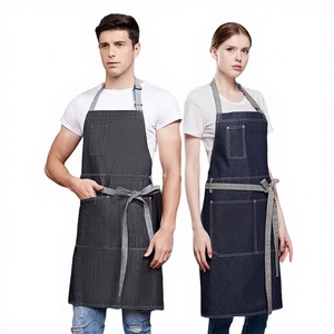 Cotton <b>Denim</b> Waist <b>Apron</b> Wholesale Custom Logo Sleeveless Cafe Burger Barber Coffee Restaurant Workwear OEM - Product Image 2