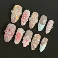 Uñas Postizas Metálicas Estilo InS con Diseño de Mariposa Azul y Serpiente Plateada, Uñas Postizas Y2K para Chicas Modernas, Uñas Postizas Brillantes para los Dedos
