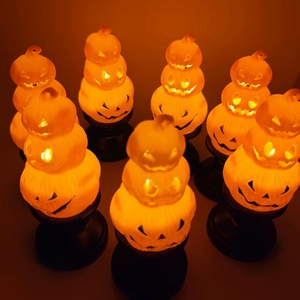 Lámpara Decorativa Moderna Apilable de Calabaza para Halloween y Navidad, Luz a Pilas de Plástico para Mesa del Hogar, Adorno Festivo para Jardín y Patio - Product Image 2