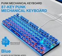 K550 Keyboard Mekanik Punk 87 Tombol Blue Switch RGB Backlight Tahan Air Struktur Logam Keyboard Kabel USB untuk Kompetisi Game
