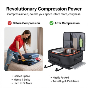 Sac à dos de voyage compressible avec compartiment pour ordinateur portable, léger, idéal pour les <span class=keywords><strong>vols</strong></span> internationaux et les escapades de week-end - Product Image 2