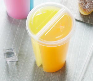 Gobelets à boba en plastique transparent de style nouveau, 3 saveurs, boisson glacée, thé, gobelet séparé, diamètre 90 mm - Product Image 2