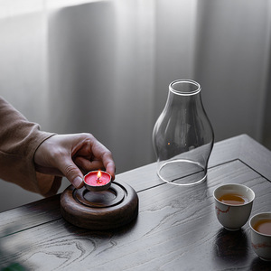 Japanese Style Glass Candlestick Irregular Shape Heat Resistant Reusable Home Decoration <b>Candle</b> <b>Holder</b> - Product Image 3