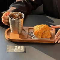 Plateau de service en bois artisanal à deux compartiments pour collations, apéritifs et boissons - Design moderne
