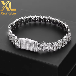 Stylish Flip Cover Cross Maple Leaf Chain Trendy Versatile Zircon Necklace <b>Men</b> High End Jewelry Set - Product Image 6