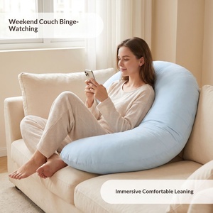 Oreiller de sommeil latéral en soie glacée, forme croissant de lune, <span class=keywords><strong>pour</strong></span> l'été, avec rembourrage en coton, amovible, lavable et personnalisable - Product Image 3