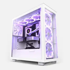 NZXT H7精英ATX中塔台式电脑机箱侧面透明电子竞技游戏水冷主盒白色和黑色