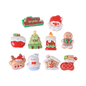 Decoraciones para teléfonos móviles Lote mixto Resina Árbol de Navidad Vela Muñeco de nieve Santa Claus Casa Ciervo manzana Encantos 3D Flatback Cabochons - Product Image 1