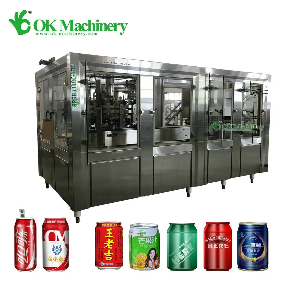 BKBK02 Whole Tin Line Price Carbonated Beverage Soda Plant Automatic Aluminium Beer Can Filling And Sealing Machine