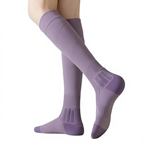 Purple Knee High <b>Compression</b> <b>Socks</b> Breathable Knitted Spandex Polyester Solid Color for Adults Yoga Workout Spring - Product Image 1