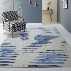 Decoración de interiores de alta gama, sala de estar hecha a mano, alfombra de seda y lana suave de lujo gris para villa - Product Image 5