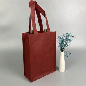 Bambú natural-Bolsas de compras no tejidas Bolsas de asas no tejidas reciclables Bolsa de botella de vino reciclable no tejida - Product Image 1