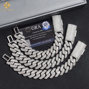 925 <b>Silver</b> Moissanite Cuban Link <b>Bracelet</b> Rhodium Plated GRA Certified 20mm Hip Hop Men's Luxury Chain <b>Bracelet</b> - Product Image 1