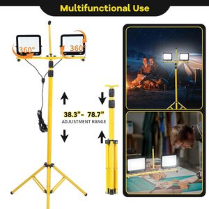 Dual-Head Work <b>Light</b> Adjustable Tripod Stand IP65 Waterproof With Metal Telescopic 10 Ft Power Cord WD-680 Dual-Head Work <b>Light</b> - Product Image 4