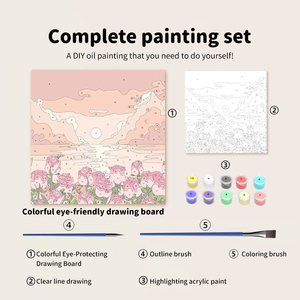 Kit de Pintura al Óleo Digital DIY con Marco de Madera Sólida Panwenbo, Pintura por Números con Lienzo Enmarcado <span class=keywords><strong>para</strong></span> Colorear Manualmente - Product Image 3