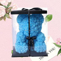 Ours en peluche artificiel Saint-Valentin en mousse PE, roses éternelles, fleurs simulées pour Noël, Pâques, remise de diplôme