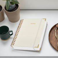 Cuaderno Espiral con Líneas Gruesas Estilo B5 para Mujer, Encuadernación en Espiral, Tapa Dura de Lino A4, Planificador Universitario con Regla