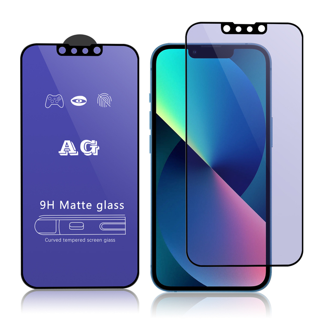 9H Good Quality Matte Tempered Glass Anti Blue Light Clear Protector Film for iPhone 13 Pro Max Screen Protector AG Full Glue
