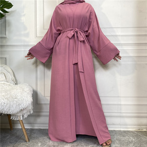 Zifeng ชุดมุสลิมคาร์ดิแกนแขนกุด, ชุดเดรสมุสลิมที่เรียบง่ายและมีสไตล์ - Product Image 5