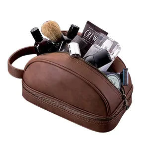 Sac de Kit de maquillage en cuir PU, sacoche classique pour hommes, cosmétique, doublure étanche,