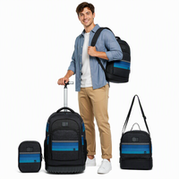Tas Ransel Trolley Beroda Anti Air Bahan Polyester untuk Sekolah dan Perjalanan Desain Kartun Modis