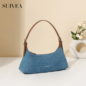 Europa y los Estados Unidos Retro Fashion Stars con el mismo párrafo Hombro Crescent Axila Bag Half Moon Cowboy Denim Bag - Product Image 2